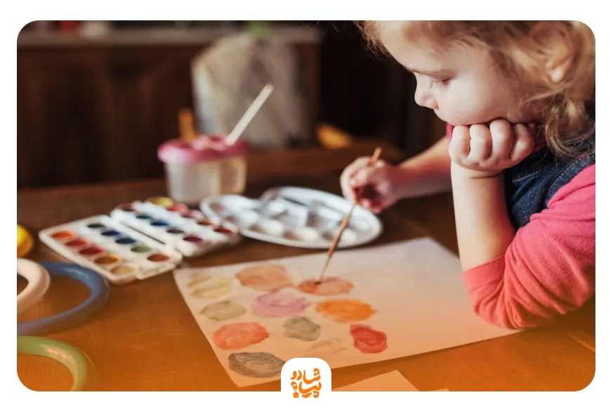 بازی برای کودک۳ ساله(تابلو نقاشی با برگها )